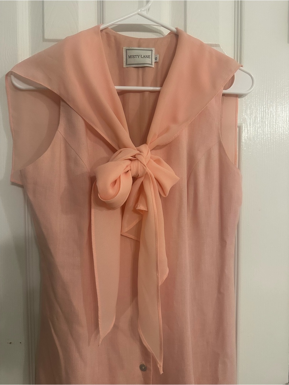 Vintage Misty Lane Peach Sailor Collar Tie-Front Maxi Dress – Size 6